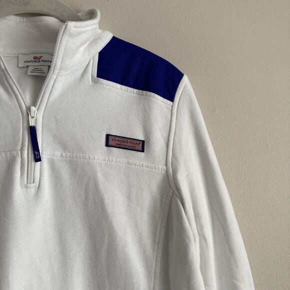 Vineyard Vines Womens Pullover 1/4 Zip Fleece Jacket Back Detail Sz Small White - Picture 4 of 12